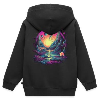 Futuristisch Leben auf Planeten - Kinder Premium Organic Zip Hoodie - Schwarz - Hinten - AI Model Kid Male (0cm)