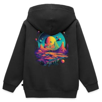 Futuristisch Leben auf Planeten - Kinder Premium Organic Zip Hoodie - Schwarz - Hinten - AI Model Kid Male (0cm)