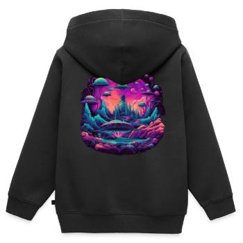 Futuristisch Leben auf Planeten - Kinder Premium Organic Zip Hoodie - Schwarz - Hinten - AI Model Kid Male (0cm)