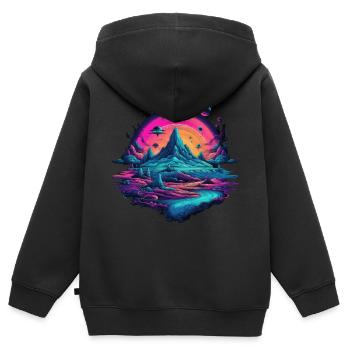 Futuristisch Leben auf Planeten - Kinder Premium Organic Zip Hoodie - Schwarz - Hinten - AI Model Kid Male (0cm)