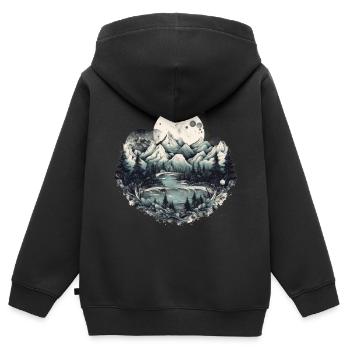 Nature Aventure Randonnée Camping Design - Sweat Premium à capuche zippé enfant bio - noir - Dos - AI Model Kid Male (0cm)