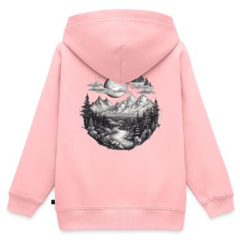 Nature Aventure Randonnée Camping Design - Sweat Premium à capuche zippé enfant bio - rose - Dos - AI Model Kid Female (0cm)