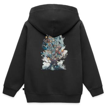 Observation des oiseaux Observateurs d’oiseaux Oiseaux - Sweat Premium à capuche zippé enfant bio - noir - Dos - AI Model Kid Male (0cm)
