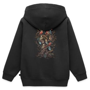 Observation des oiseaux Observateurs d’oiseaux Oiseaux - Sweat Premium à capuche zippé enfant bio - noir - Dos - AI Model Kid Male (0cm)