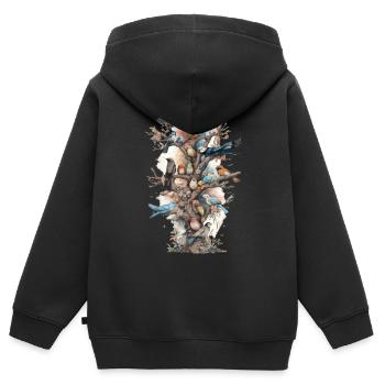 Observation des oiseaux Observateurs d’oiseaux Oiseaux - Sweat Premium à capuche zippé enfant bio - noir - Dos - AI Model Kid Male (0cm)