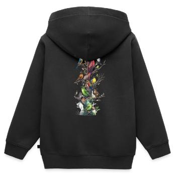 Observation des oiseaux Observateurs d’oiseaux Oiseaux - Sweat Premium à capuche zippé enfant bio - noir - Dos - AI Model Kid Male (0cm)