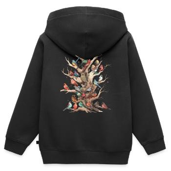 Observation des oiseaux Observateurs d’oiseaux Oiseaux - Sweat Premium à capuche zippé enfant bio - noir - Dos - AI Model Kid Male (0cm)