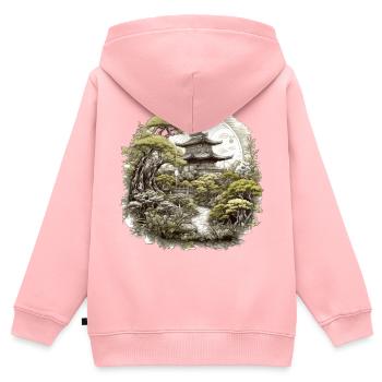 Bonsaï - Jardin Japonais - Sweat Premium à capuche zippé enfant bio - rose - Dos - AI Model Kid Female (0cm)