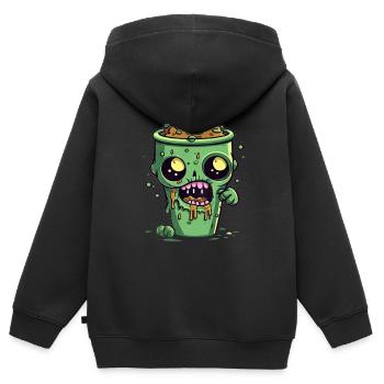 Halloween Kaffeebecher - gruselige Kaffeetasse - Kinder Premium Organic Zip Hoodie - Schwarz - Hinten - AI Model Kid Male (0cm)