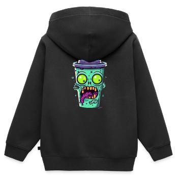 Halloween Kaffeebecher - gruselige Kaffeetasse - Kinder Premium Organic Zip Hoodie - Schwarz - Hinten - AI Model Kid Male (0cm)