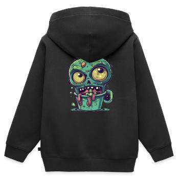Halloween Kaffeebecher - gruselige Kaffeetasse - Kinder Premium Organic Zip Hoodie - Schwarz - Hinten - AI Model Kid Male (0cm)