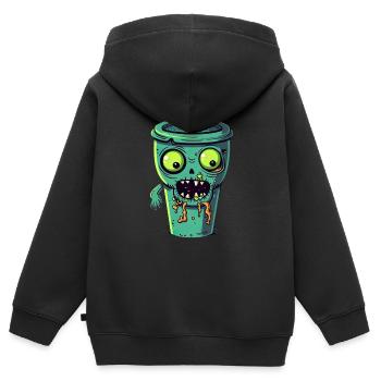 Halloween Kaffeebecher - gruselige Kaffeetasse - Kinder Premium Organic Zip Hoodie - Schwarz - Hinten - AI Model Kid Male (0cm)