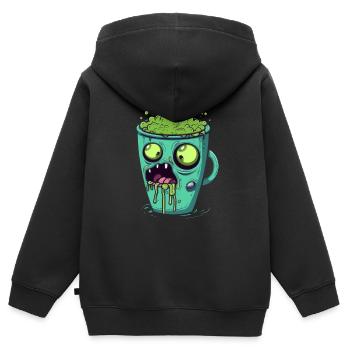 Halloween Kaffeebecher - gruselige Kaffeetasse - Kinder Premium Organic Zip Hoodie - Schwarz - Hinten - AI Model Kid Male (0cm)