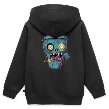 Halloween Kaffeebecher - gruselige Kaffeetasse - Kinder Premium Organic Zip Hoodie - Schwarz - Hinten - AI Model Kid Male (0cm)