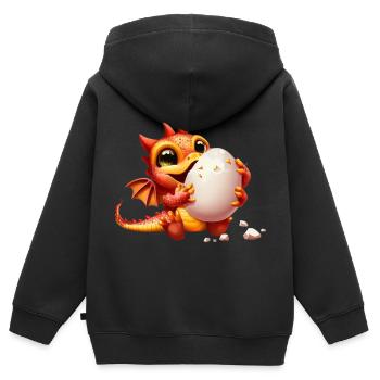 Mignon dragon - Sweat Premium à capuche zippé enfant bio - noir - Dos - AI Model Kid Male (0cm)