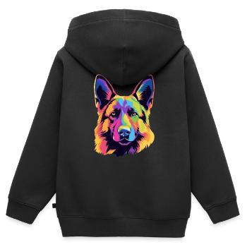 Chien de berger - Sweat Premium à capuche zippé enfant bio - noir - Dos - AI Model Kid Male (0cm)