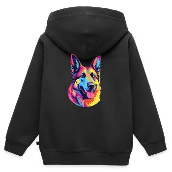 Sheepdog - Kids Premium Organic Zip-up Hoodie - black - Back - AI Model Kid Male (0cm)