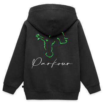 Parkour - Sweat Premium à capuche zippé enfant bio - noir - Dos - AI Model Kid Male (0cm)
