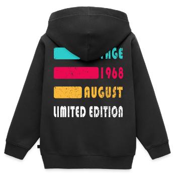 August 1968 Anniversary August 1968 August - Kids Premium Organic Zip-up Hoodie - black - Back - AI Model Kid Male (0cm)