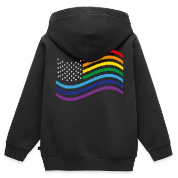 USA Rainbow Flag - Kids Premium Organic Zip-up Hoodie - black - Back - AI Model Kid Male (0cm)