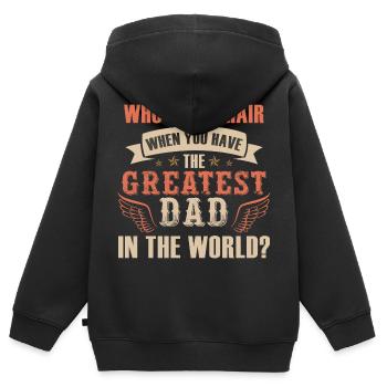 La plus grande fête des pères - Sweat Premium à capuche zippé enfant bio - noir - Dos - AI Model Kid Male (0cm)