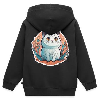 Knuffige Mieze - Kinder Premium Organic Zip Hoodie - Schwarz - Hinten - AI Model Kid Male (0cm)