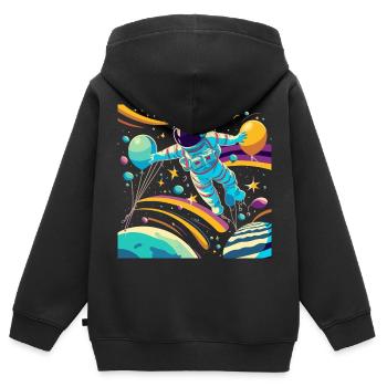 Astronaut - Kinder Premium Organic Zip Hoodie - Schwarz - Hinten - AI Model Kid Male (0cm)