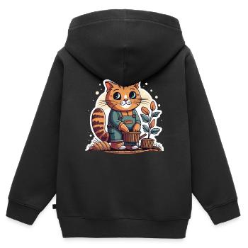 Landwirt - Kinder Premium Organic Zip Hoodie - Schwarz - Hinten - AI Model Kid Male (0cm)