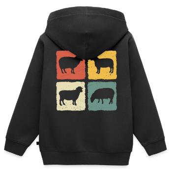 Retro Schaf Schaf Schaf - Kinder Premium Organic Zip Hoodie - Schwarz - Hinten - AI Model Kid Male (0cm)