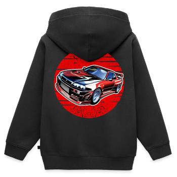 Jdm / Tuning / Turbocharger / Rims / Chiptuning - Kids Premium Organic Zip-up Hoodie - black - Back - AI Model Kid Male (0cm)