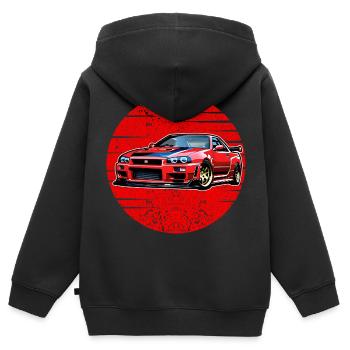 Jdm / Tuning / Turbocompresseur / Jantes / Chiptuning - Sweat Premium à capuche zippé enfant bio - noir - Dos - AI Model Kid Male (0cm)