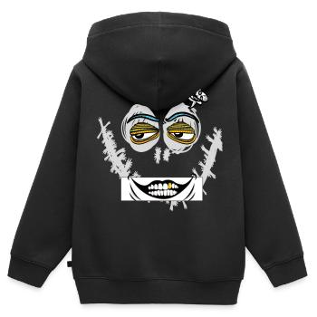 visage, bande dessinée, halloween, monstre, joker - Sweat Premium à capuche zippé enfant bio - noir - Dos - AI Model Kid Male (0cm)