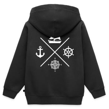 Segelsport Segelkompass Anker - Kinder Premium Organic Zip Hoodie - Schwarz - Hinten - AI Model Kid Male (0cm)