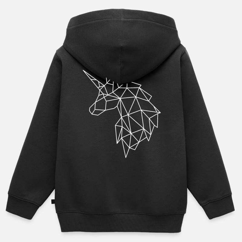 Geometrisches Einhorn im Polygon-Stil - Kinder Premium Organic Zip Hoodie - Schwarz