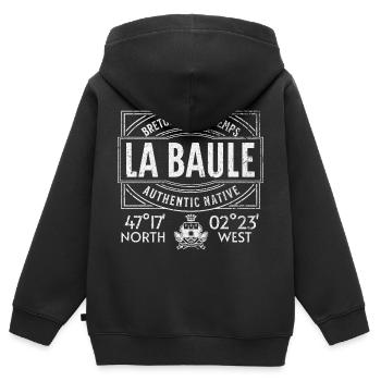 La Baule Authentischer Einheimischer - Kinder Premium Organic Zip Hoodie - Schwarz - Hinten - AI Model Kid Male (0cm)