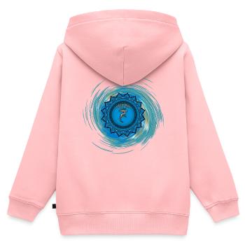 Vishuddha Cinquième Chakra - Sweat Premium à capuche zippé enfant bio - rose - Dos - AI Model Kid Female (0cm)