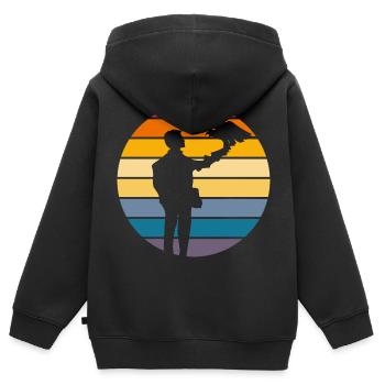 Falknerei Ornithologie Geschenk - Kinder Premium Organic Zip Hoodie - Schwarz - Hinten - AI Model Kid Male (0cm)