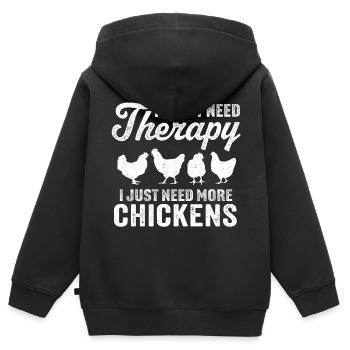 Ich brauche keine Therapie, ich brauche nur mehr Hühner - Kinder Premium Organic Zip Hoodie - Schwarz - Hinten - AI Model Kid Male (0cm)