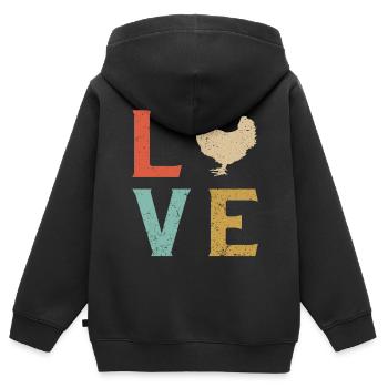Ich liebe Hühner - Kinder Premium Organic Zip Hoodie - Schwarz - Hinten - AI Model Kid Male (0cm)