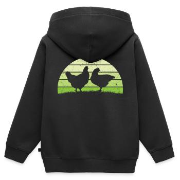 Poule retro poules - Sweat Premium à capuche zippé enfant bio - noir - Dos - AI Model Kid Male (0cm)