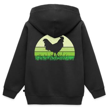 Rooster - Kids Premium Organic Zip-up Hoodie - black - Back - AI Model Kid Male (0cm)