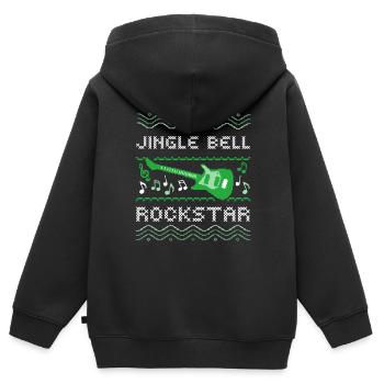 HÄSSLICHER WEIHNACHTSPULLOVER, JINGLE BELL - Kinder Premium Organic Zip Hoodie - Schwarz - Hinten - AI Model Kid Male (0cm)