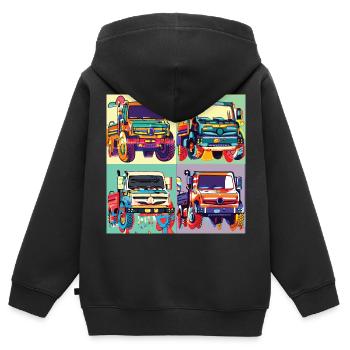 Unimog - Modern - Warhol - Universal Motorgerät - Kinder Premium Organic Zip Hoodie - Schwarz - Hinten - AI Model Kid Male (0cm)