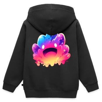 Happy Flame - Kinder Premium Organic Zip Hoodie - Schwarz - Hinten - AI Model Kid Male (0cm)