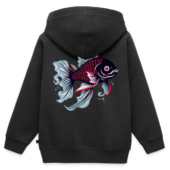 Koi Icon - Kinder Premium Organic Zip Hoodie - Schwarz - Hinten - AI Model Kid Male (0cm)