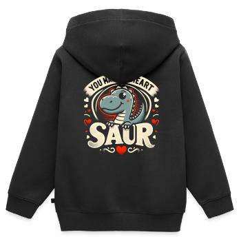 Dinosaure Mignon Cadeau Saint Valentin Humour - Sweat Premium à capuche zippé enfant bio - noir - Dos - AI Model Kid Male (0cm)