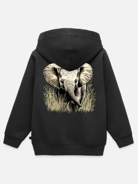 Elephant Baby - Kinder Premium Organic Zip Hoodie - Schwarz