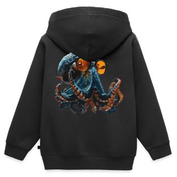 Funky Squid - Kinder Premium Organic Zip Hoodie - Schwarz - Hinten - AI Model Kid Male (0cm)