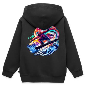 Snowboard Snowboard Vacances Snowboard Design - Sweat Premium à capuche zippé enfant bio - noir - Dos - AI Model Kid Male (0cm)