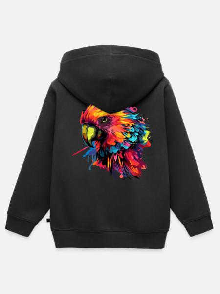 Bunter Papagei Farbkleckse - Kinder Premium Organic Zip Hoodie - Schwarz